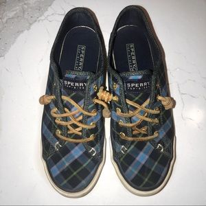 Sperry Plaid Topsider Seacoast Navy Sneaker-7M